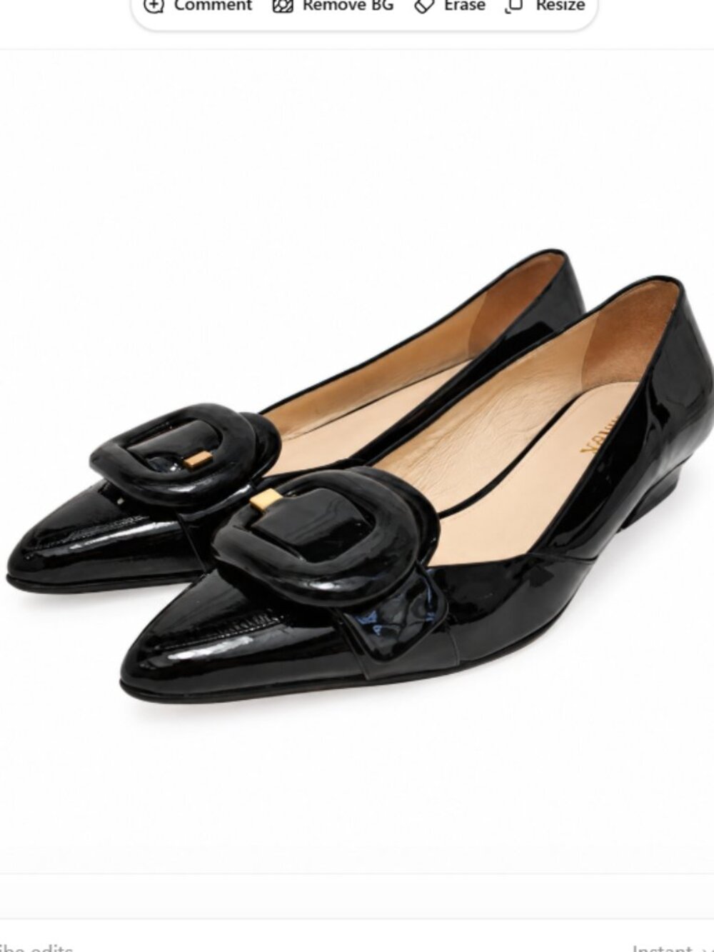 Prada Patent Leather Flats Womens Size 8 Black Buckles Pointed Toe Old Money 90s